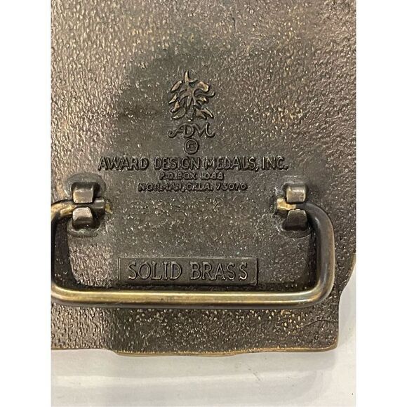 Vintage Express Line Of Clipper Ships San Francisco Brass Belt Buckle - Preowned - Picture 4 of 4